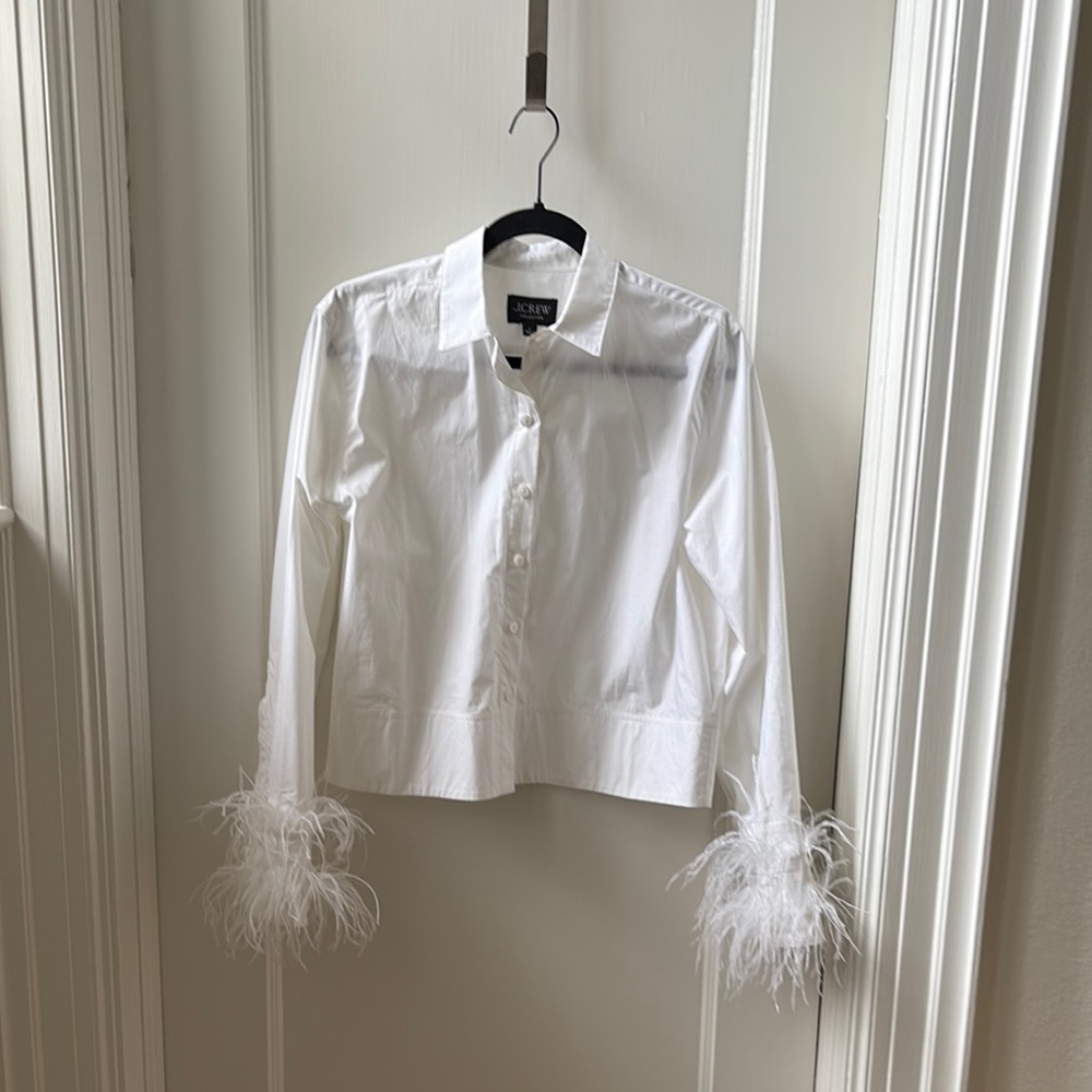 J. Crew White Feather-Accent Blazer